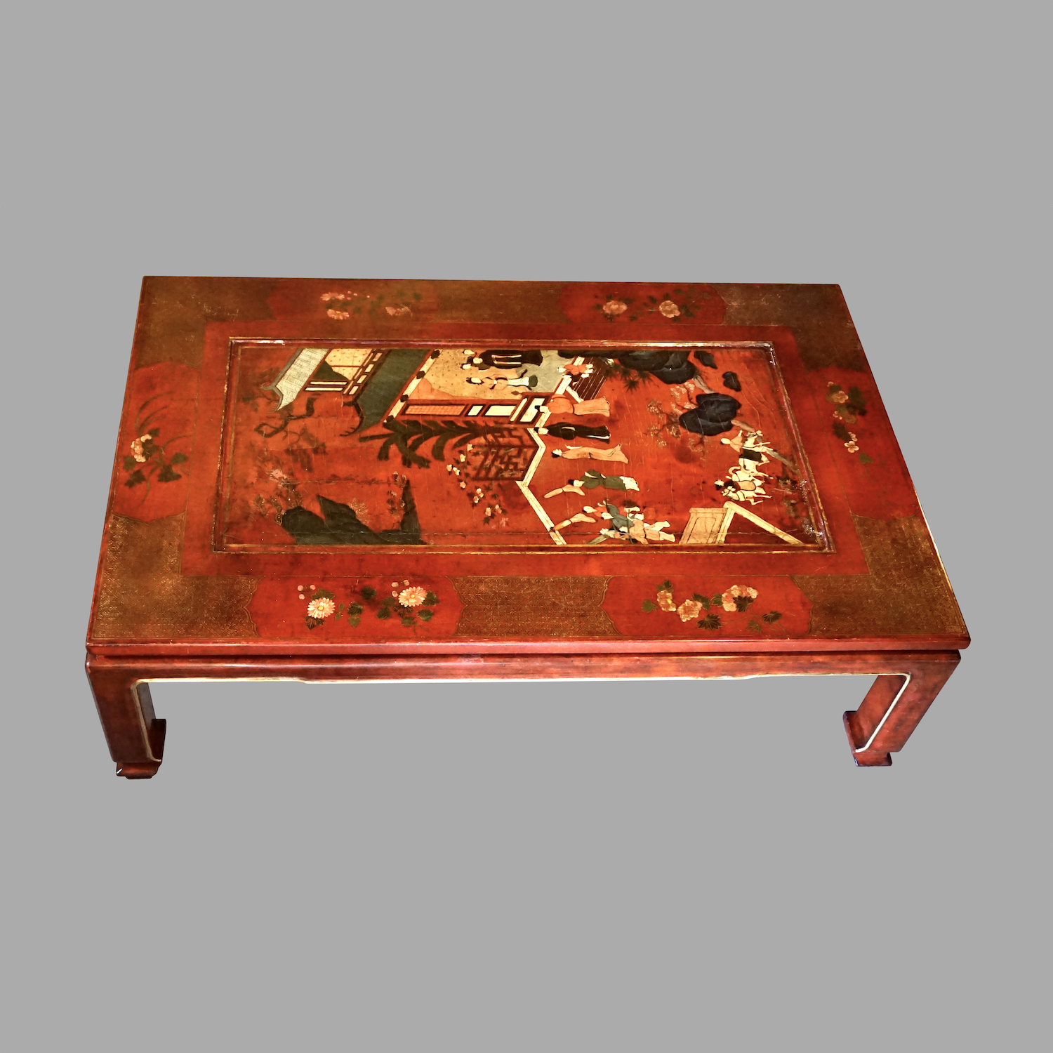 antique-chinese-red-lacquer-panel-now-low-table-c822-1