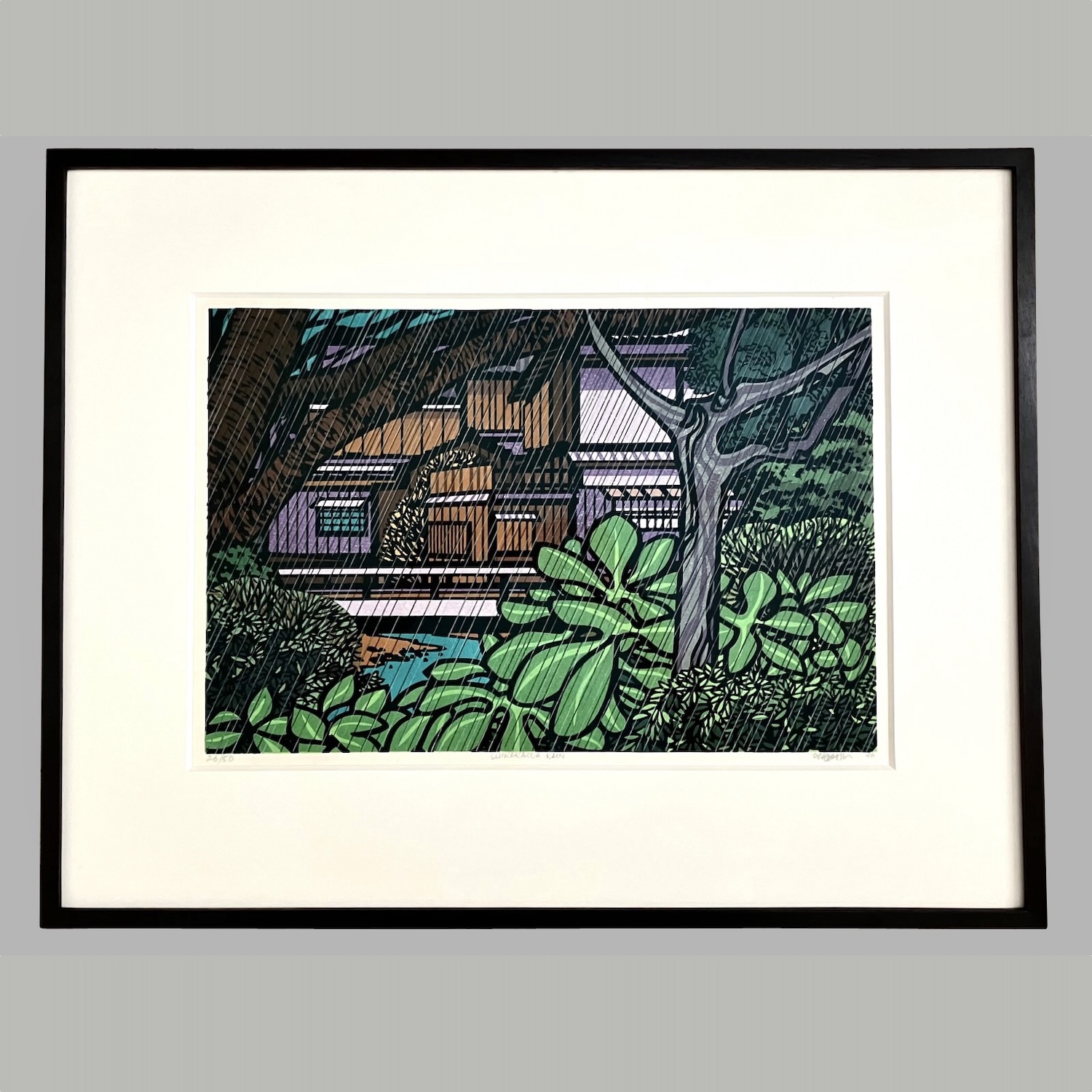 clifton-karhu-american-1927-2007-woodblock-print-shirakawa-rain-signed-c923-5