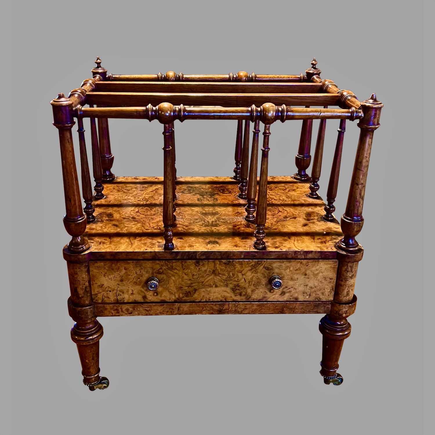 fine-english-burl-walnut-william-iv-period-3-section-canterbury-with-drawer-f925-5