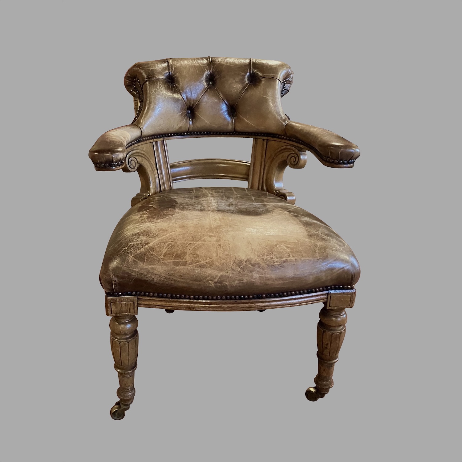 william-iv-oak-leather-upholstered-desk-club-chair-on-casters-f925-8